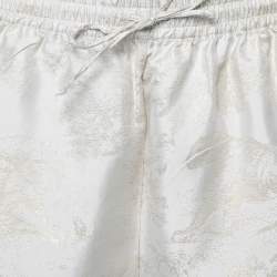 Pre Owned Dior Light Grey & Gold Floral Jacquard Silk Shorts L