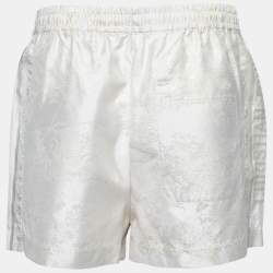 Pre Owned Dior Light Grey & Gold Floral Jacquard Silk Shorts L