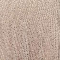 Dior Beige Patterned Open Knit Linen Fringed Skirt S