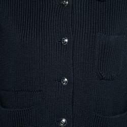 Christian Dior Navy Blue Wool Knit Collared Cardigan M