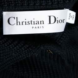 Christian Dior Navy Blue Wool Knit Collared Cardigan M