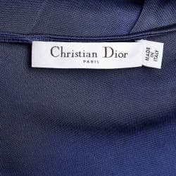 Pre Owned Dior Navy Blue Jersey Ruched Knee-Length Dress L