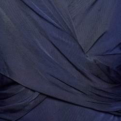 Pre Owned Dior Navy Blue Jersey Ruched Knee-Length Dress L