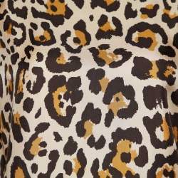 Pre Owned Dior Beige Leopard Print Silk Three Quarter Sleeve Blouse XL