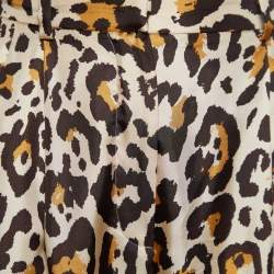 مملوكة مسبقًا Dior Beige Leopard Print Silk High Waist Trousers L Waist 31"