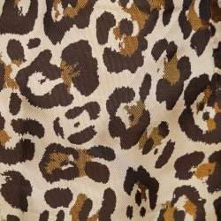 Pre Owned Dior Beige Leopard Pattern Jacquard Cotton & Silk Pencil Skirt L