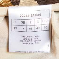 Pre Owned Dior Beige Leopard Pattern Jacquard Cotton & Silk Pencil Skirt L