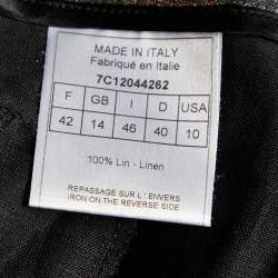 Pre Owned Dior Boutique Silver Foil Print Linen Cropped Trousers L Waist 36"