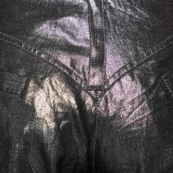 Pre Owned Dior Boutique Silver Foil Print Linen Cropped Trousers L Waist 36"