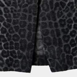 Christian Dior Black Monochrome Leopard Print Cotton Pencil Skirt M
