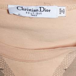 Pre Owned Dior Boutique Peach Trompe l'oeil Print Cotton Crew Neck T-Shirt L 