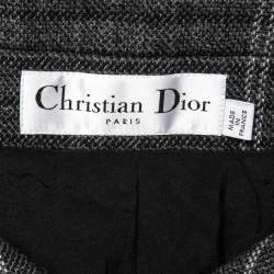 Christian Dior Grey Check Wool Off-Shoulder Jacket S