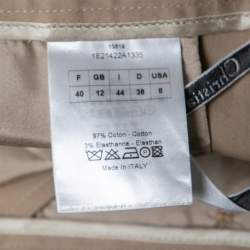 Pre Owned Christian Dior Beige Cotton Button-Embellished Trousers M