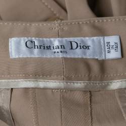Pre Owned Christian Dior Beige Cotton Button-Embellished Trousers M