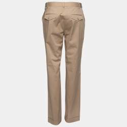 Pre Owned Christian Dior Beige Cotton Button-Embellished Trousers M