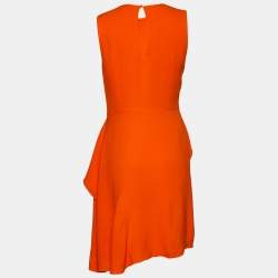 Dior Orange Silk Peplum Midi Dress M