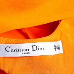 Dior Orange Silk Peplum Midi Dress M