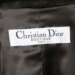 Pre Owned Christian Dior Boutique Vintage Olive Green Suede Belted Blazer S