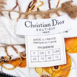 Pre Owned Christian Dior Boutique White Embellished Printed Cotton Tank Top L