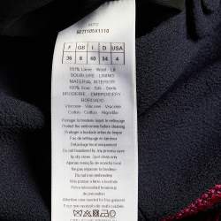 Pre Owned Christian Dior Navy Blue Wool Embroidered Sleeveless Coat S