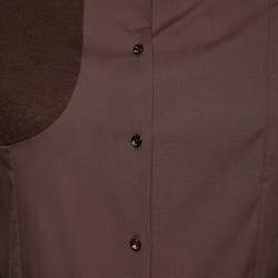 Pre Owned Dior Vintage Brown Cotton & Wool Inset Button Front Shirt M