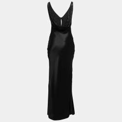 Pre Owned Christian Dior Vintage Black Embroidered Silk Gown S