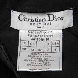 Pre Owned Christian Dior Vintage Black Embroidered Silk Gown S