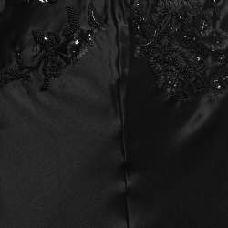Pre Owned Christian Dior Vintage Black Embroidered Silk Gown S