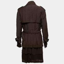 Christian Dior Vintage Brown Wool Trench Coat L