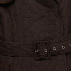 Christian Dior Vintage Brown Wool Trench Coat L