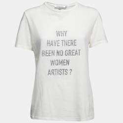 Pre Owned Christian Dior Cream Graphic Print Cotton T-Shirt S