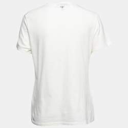 Pre Owned Christian Dior Cream Graphic Print Cotton T-Shirt S