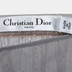 Pre Owned Christian Dior Light Pink & Grey Polka Dot Tulle Maxi Skirt S