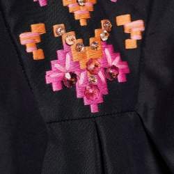 Pre Owned Dior Midnight Blue Cotton Silk Embellished Flared Blouse M