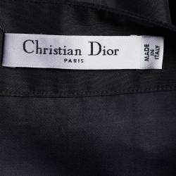 Pre Owned Dior Midnight Blue Cotton Silk Embellished Flared Blouse M