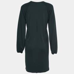 Pre Owned Dior Dark Green Crepe Raglan Sleeve Dress S