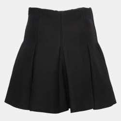 Christian Dior Black Wool Box Pleated Mini Skirt S