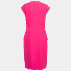 Christian Dior Hot Pink Silk Peplum Midi Dress L