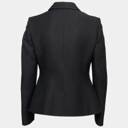 Pre Owned Christian Dior Black Crepe Patch-Detailing Tailored Blazer M