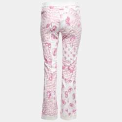 مملوكة مسبقًا Christian Dior Boutique Vintage Pink Floral Monogram Printed Denim Jeans M Waist 27"