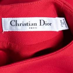 Pre Owned Dior Red Wool & Silk Flared Pleated Dress S