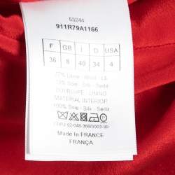 Pre Owned Dior Red Wool & Silk Flared Pleated Dress S