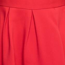 Pre Owned Dior Red Wool & Silk Flared Pleated Dress S