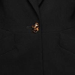 Christian Dior Vintage Black Wool Cheetah Print Collar Blazer M