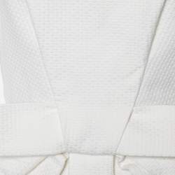 Dior Ivory Textured Cotton Bow Detail Pleated Dress M