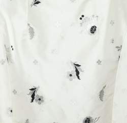 Pre Owned Dior Ivory Silk Blend Floral Brocade Midi Skirt M