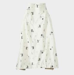 Pre Owned Dior Ivory Silk Blend Floral Brocade Midi Skirt M