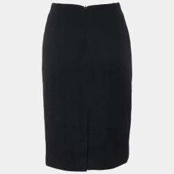 Dior Black Textured Wool Pencil Skirt M