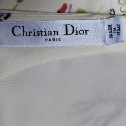 Christian Dior Cream Floral Printed Silk Sleeveless Dress XL