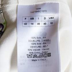 Christian Dior Cream Floral Printed Silk Sleeveless Dress XL